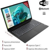 Lenovo, Pc Portatile Notebook, Display FHD da 15,6", CPU Intel N4500, Ram 8Gb, SSD 256Gb, Computer Portatile + MS Office 2021