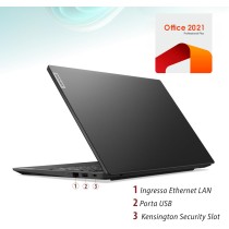 Lenovo, Pc Portatile Notebook, Display FHD da 15,6", CPU Intel N4500, Ram 8Gb, SSD 256Gb, Computer Portatile + MS Office 2021
