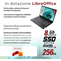 Lenovo, Pc Portatile Notebook, Display FHD da 15,6", CPU Intel N4500, Ram 8Gb, SSD 256Gb, Computer Portatile + MS Office 2021